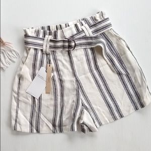 Striped linen shorts